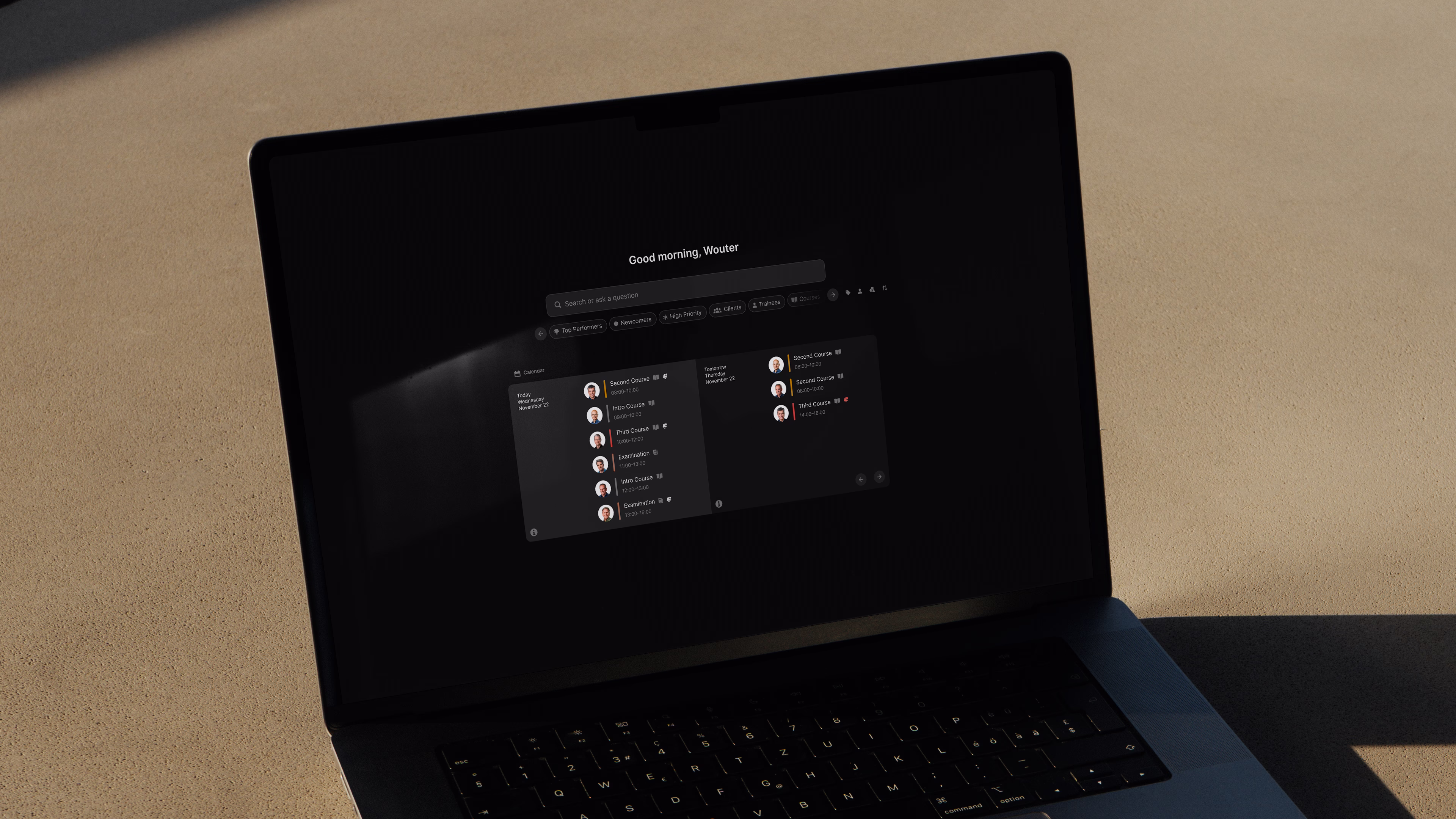 Close-up of the EduApp desktop website on a laptop showing the search interface