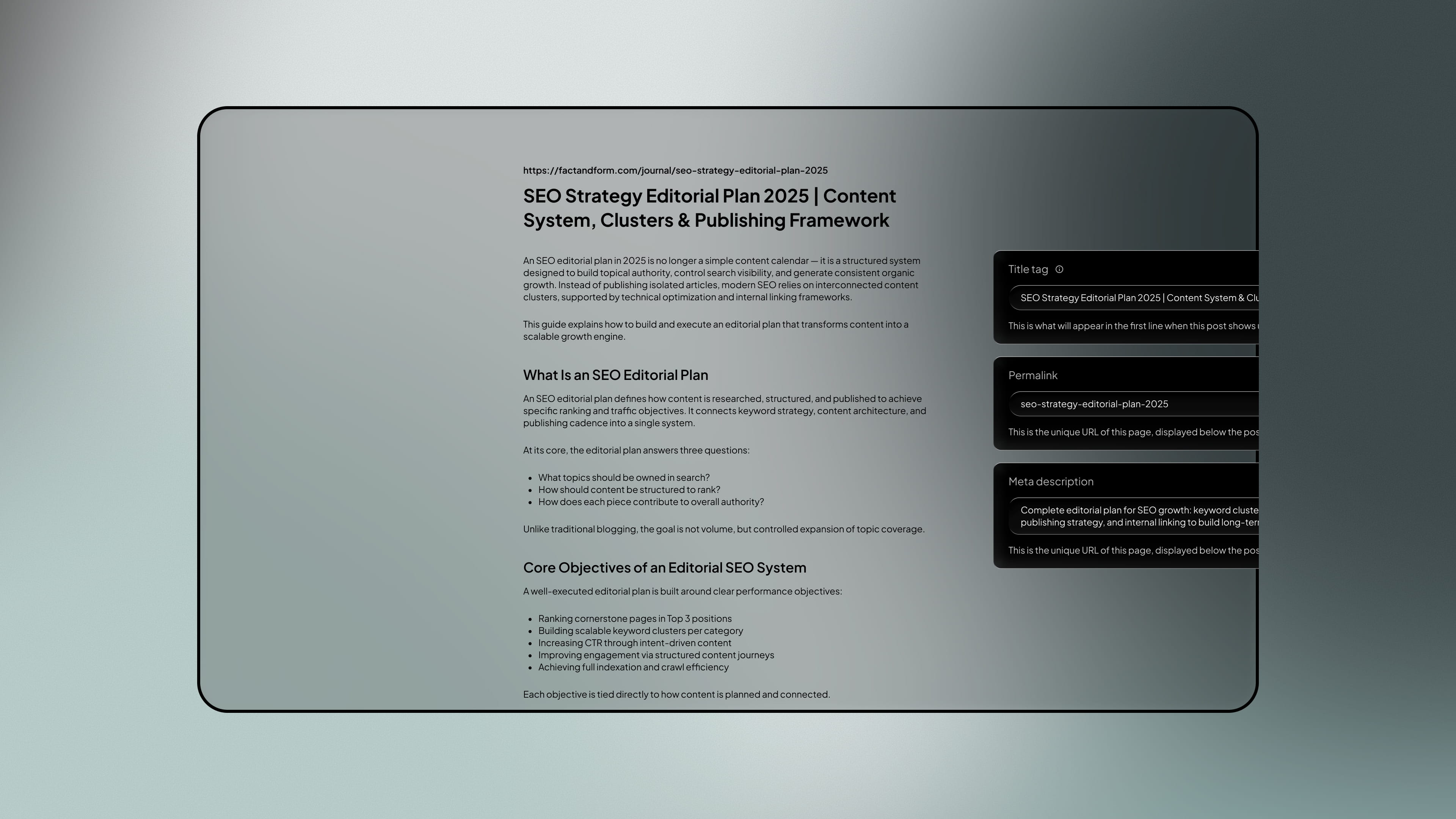 Content - SEO service by Fact & Form brand and marketing studio