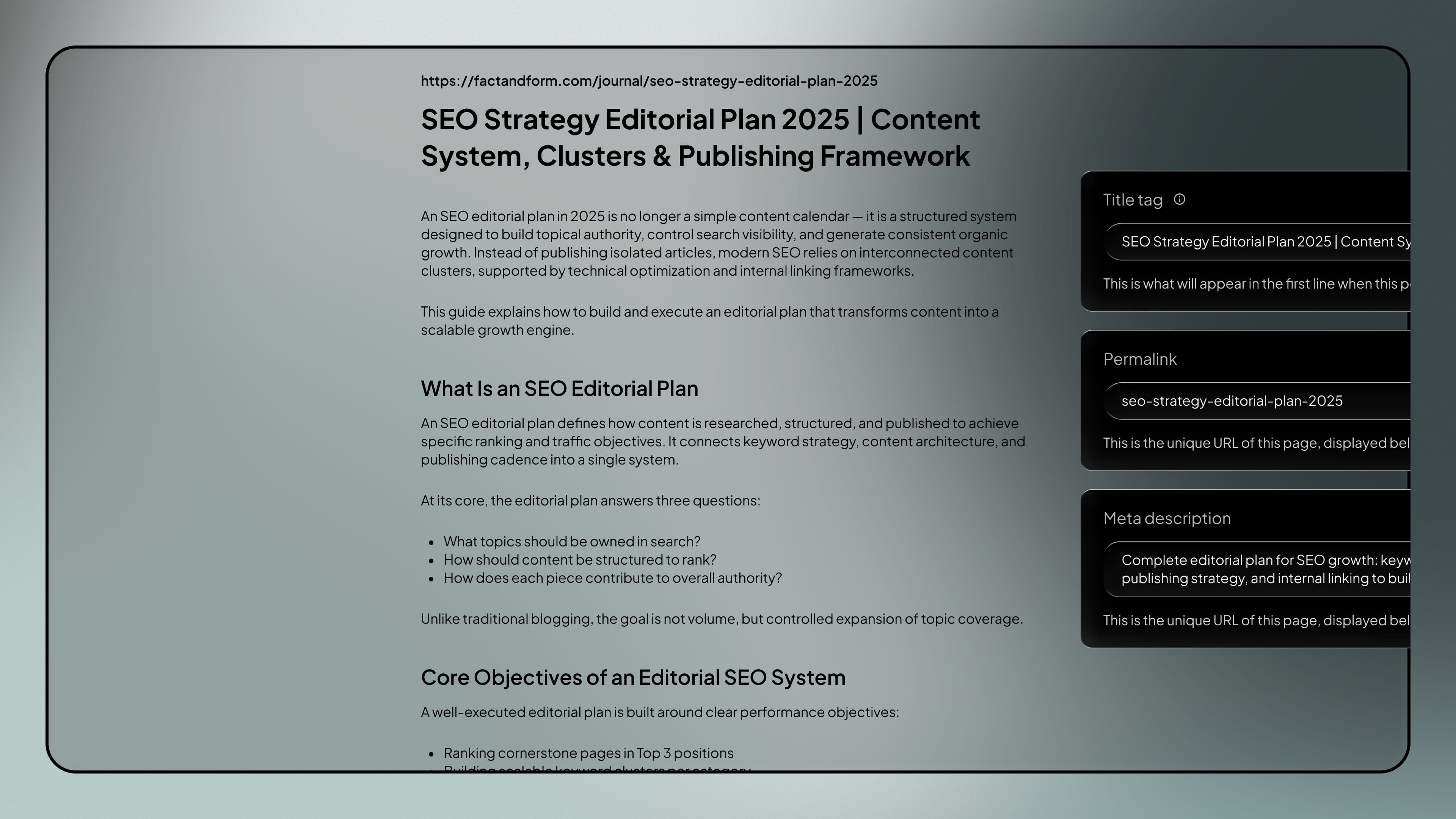 Content - SEO service by Fact & Form brand and marketing studio (mobile view)