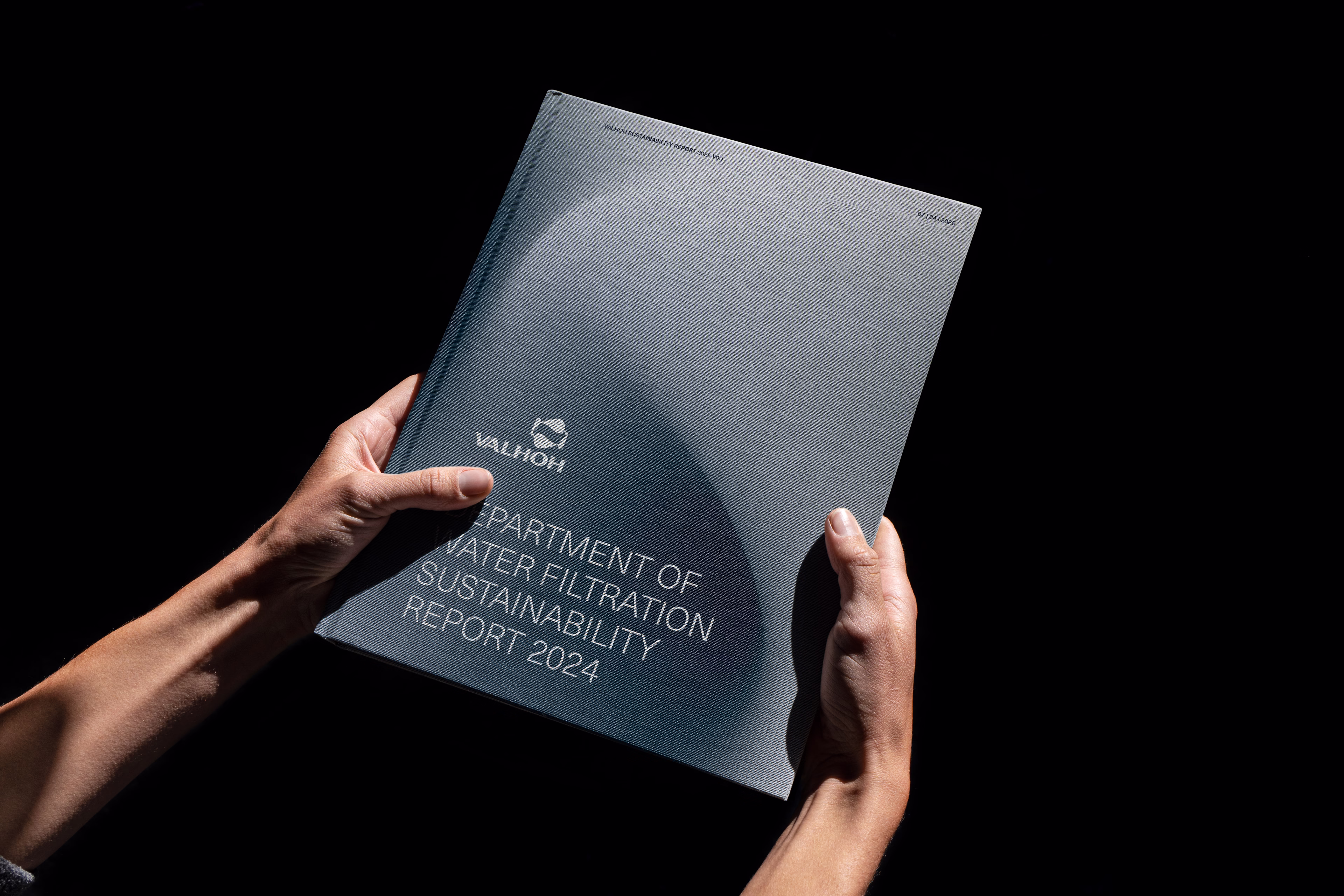 Valhoh annual report book lying flat with the brand cover visible
