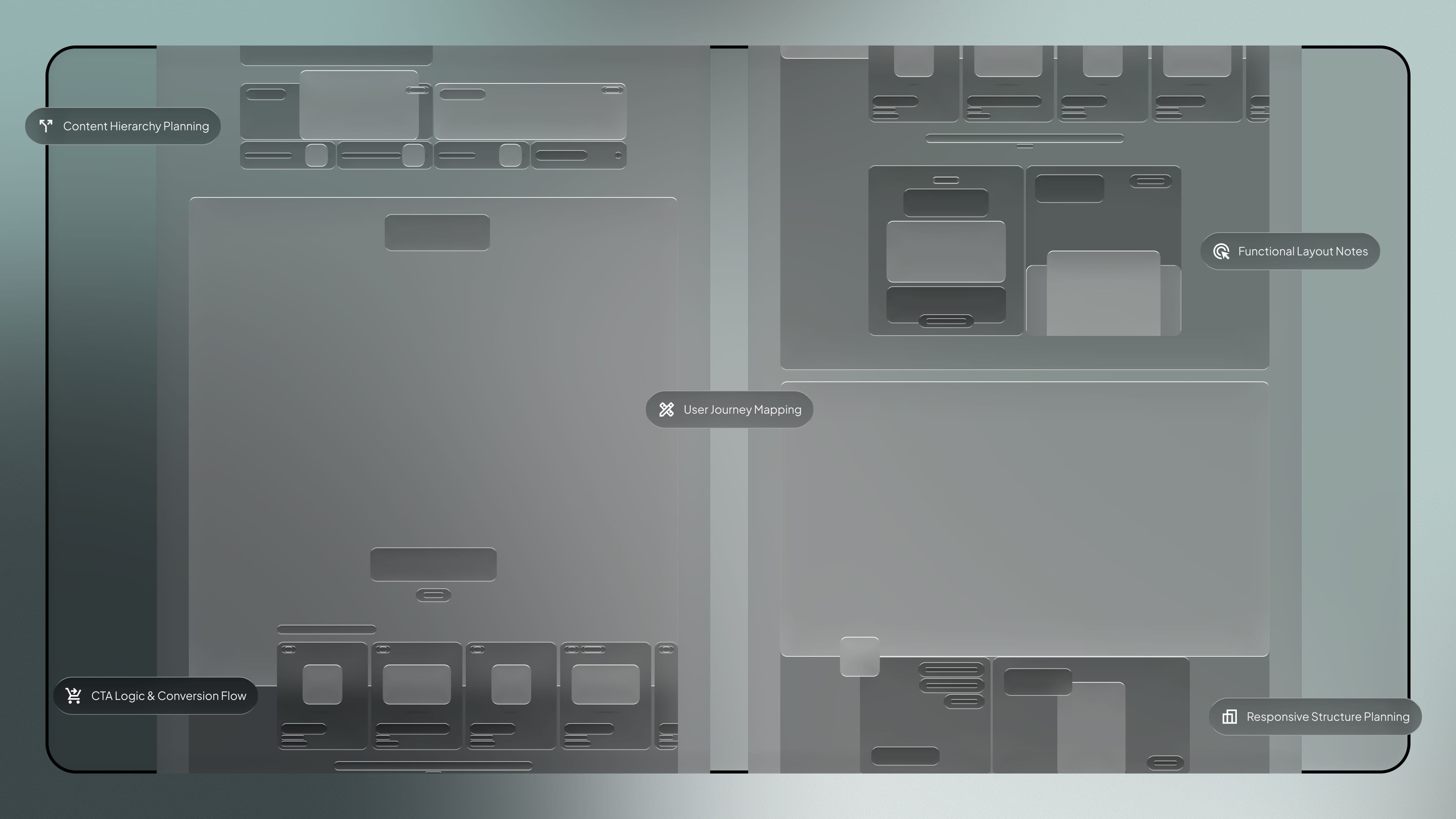 Wireframing - web design service by Fact & Form brand and marketing studio (mobile view)